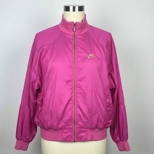 Vintage Nike International Windbreaker Jacket Pink Gold Embroidered Logo Track